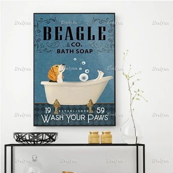 Beagle & Co Vann Seep Asutatud 1959 Pesta Olete Käpad,Beagle Koera Isa Plakat Seina Art Prints Home Decor Lõuend Kingitus Ujuvad Raam