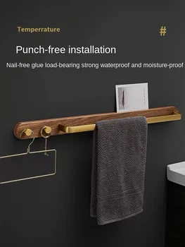 Must pähkel vannituba rätik riidepuu saunalina hammas multistory riiul puidust rätik rod alumiiniumisulamist käterätiku riiul harjatud kuld