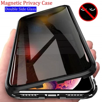 Eraelu puutumatuse Magnet Klaas Metal Case For iPhone 13 14 12 11 Pro XS Max X-XR Anti-Spy Magnet Case for iPhone 7 8 Plus SE 2020 Katta