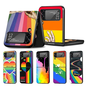 Armastus On armastus LGBT-Vikerkaar Telefon Case for Samsung Galaxy Z Flip4 Flip3 5G Must Coque Z Flip 4 3 Raske PC Luksus Kate Zflip3 Fash