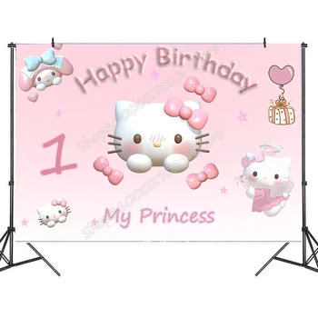 Hello Kitty Vinüül Taust Riie Cartoon Sanrio Kaneel Rullides Taustaks Riie Loominguline Laste Sünnipäeva Rippuvad Riie