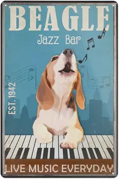 Vintage Jazz Bar Metallist Seina Art - Beagle Koer Jazz Baar, elav Muusika Päev Sign - Kunsti Metallist Tahvel Plakat Kodu