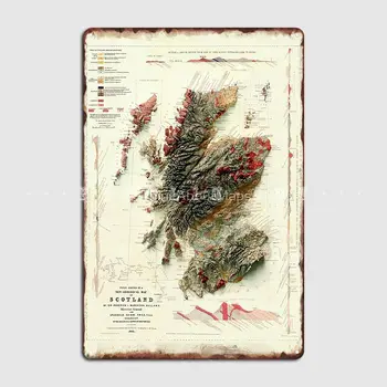 1865 3d Šotimaa Geoloogilise Kaardi Digitaalselt-Sulatatud Plakat Metallist Tahvel Plaadid Kohandada Klubi Home Club Baar Tina Märk Plakat
