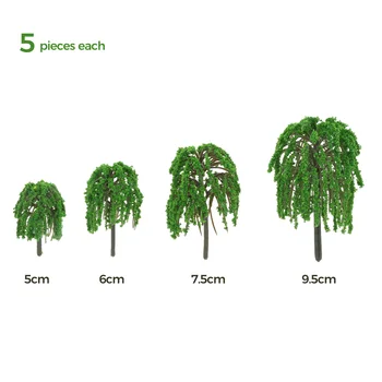 20 Tk Mini Simulatsiooni Willow Tree Mudel Mudel Maastik Kunstlik Puu Roheline Plastikust Hoone Mudel Rong Maastik Teenetemärgi