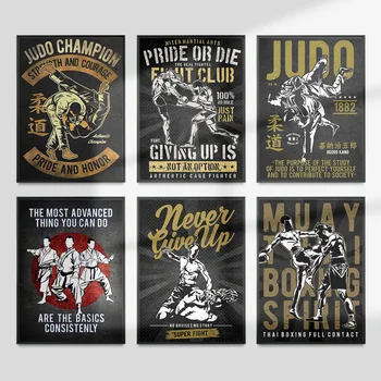 Võitluskunst Reklaami Disain, Print Plakat Muay Tai Judo Karate Taekwondo Lõuendile Maali Seina Kleebised Baar, Pubi, Klubi Decor