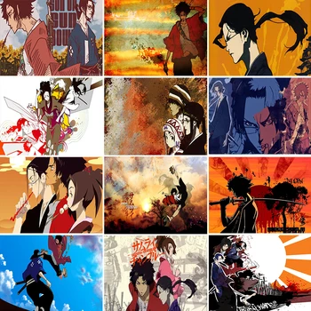 Jaapani Kuulus Anime Iseloomu Samurai Champloo Plakatid Kvaliteedi Lõuend Värvikas Maali Lapsed Toas Seina Art Home Decor Pilt