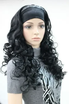Äravõtmisest stiilis 3/4 koos peapael juuksed pikad mustad lokkis naiste poole Cosplay parukad