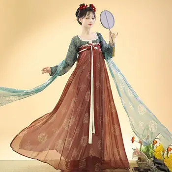 Tang Dünastia Hiina Stiilis Vintage Haldjas Hanfu Kleit Vana Traditsiooniline Õie Printida Printsess Kostüümid Naine Magus Tantsu Kleit