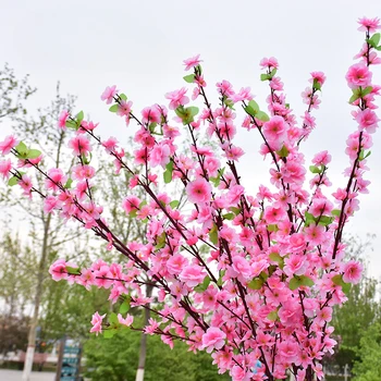 125CM Kunstlik Peach Blossom Branch Kodu Kaunistamiseks Plum Blossom Sakura Aed, Haljastuse Projekti Pulm Teenetemärgi