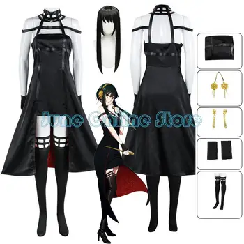 Yor Võltsija Anime Cosplay Spioon X Pere Yor Võltsija Cosplay Kostüüm Must-Punane Kleit Parukas Täis Komplekti Halloween Kostüümid Naistele Tüdruk