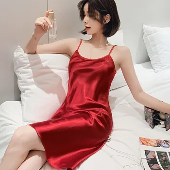 2020 Naiste Sleepwear Pilduma Kleit Kõrge Kvaliteedi Seksikas Silk Nagu Nightwear Kodus Kanda Riideid, Mood Sees Silk Nightdress
