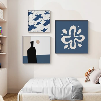 Abstract Canvas Poster Print Kaasaegne Sinine disain Minimalistlik Kodu Kaunistamiseks Seina Art Maali-elutuba, Magamistuba Square Pilt