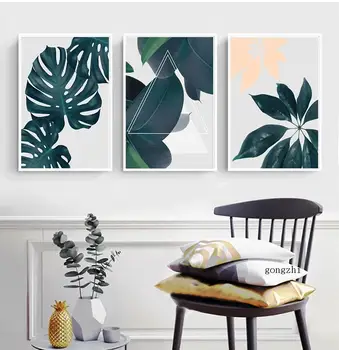 Troopiline Roheline Monstera Lehed Plakat Minimalistlik Lõuend Maalid ja Pildid Pop Seina Art Pilte elutuba Kodu Kaunistamiseks