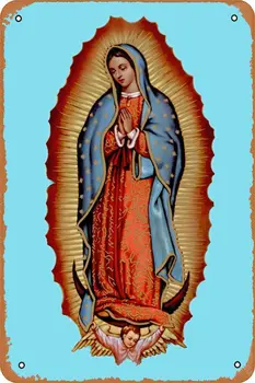 Xiddxu Vintage Tina Metallist Märk Neitsi Virgen Maria De Guadalupe Retro Seina Art Decor Raua Maali Kodu Köök Kohvik, Pubi Märk