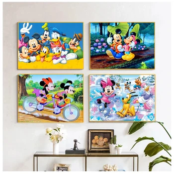 Lõuend Värvimine Disney Miki Hiir Catoon Mickey & Minnie Plakat Ja Pildid Seina Art Pilt Lapse Tuba Home Decor Cuadros