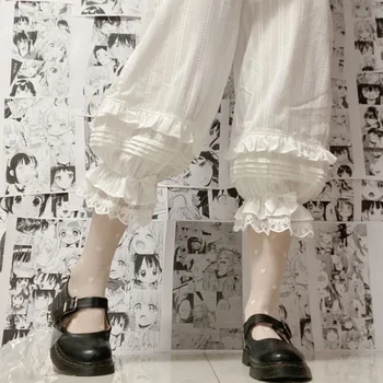 Jaapani Magus Lolita Ohutuse Lühikesed Püksid Naiste Kawaii Ruffleds Pikad Aluspüksid Puuvillane Elastne Vöökoht Victoria Vibu Lühikesed Püksid Armas Bloomers