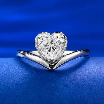 925 Hõbe Simuleeritud Teemant Lõigatud 6 * 6 Südame-kujuline Rõngas Naistele, Lihtne ja Atmosfääri Teemant Sõrmus
