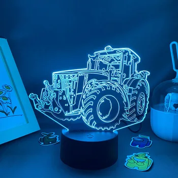 Traktori Mänguasi Auto Mudel 3D LED Neoon Lava Lambid Sünnipäeva Kingitused Sõpradele Laste Põllumajandustootja Auto Magamistuba Decor Haagise Öösel Tuled