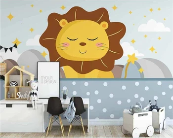 beibehang Kohandatud Põhjamaade käsitsi maalitud armas väike lõvi, looma-laste toa tausta tapeet seina paberid home decor