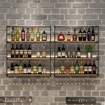 Metallist Buffet Baar Kapp Ekraan Restoran Whisky Likööri, Veini Kapid Seinale Paigaldatud Ainulaadne Stojak Na Wino Köögimööbel