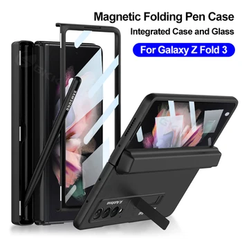 GKK Algse Magnetvälja Hinge Pen Case For Galaxy Z Murra 3 Asja Tagasi Ekraani Klaas-Omanik Kate Samsung Galaxy Z Fold3 Nr Pliiats