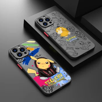 Pokemon Pikachu Armas Apple iPhone 14 13 12 11 XS Mini Pro Max 8 7 6S 6 XR X Pluss Jäätunud Poolläbipaistev Telefoni Puhul