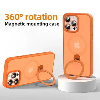 Luksus Põrutuskindel 360 Pöörde Seista Telefon Case For iPhone 15 14 13 12 11 Pro Max Omanik Magsafe Magnet Tagasi Funda Kate Coque