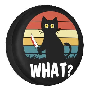 Must Kass, Mida Varuratta Rehvi Kaas Grand Cherokee Naljakas Mõrvarlikud Kass Kellel Nuga Halloween Jeep RV MAASTUR Haagise Sõidukile