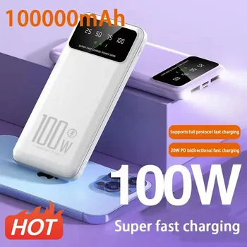 100000mAh 100W Super Kiire Laadimine Power Bank Kaasaskantav Laadija Aku Powerbank iPhone Huawei Samsung