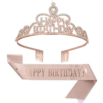 Palju õnne Sünnipäevaks Crown hairband Crystal Headdress Juuksed Tarvikud Sünnipäeva Kroon