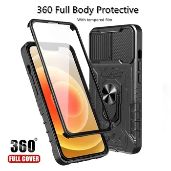 360 kogu Keha Kaitsev Telefon Coque iPhone 13 12 11 Pro Max Raskeveokite Põrutuskindel Armor Kaitseraua Magnet Rõngas Hoidke Seista