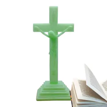 Tabel Glow-in-the-Tume Katoliku Jeesus Risti Seisma Vintage Usuliste Christian Seisab Kiriku Krutsifiks Laua Kaunistamiseks