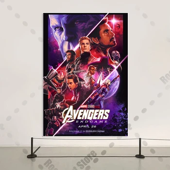 Avengers: Endgame Filmi Tegelaskuju Plakat Ja Print Disney Superkangelane Koomiline Lõuendile Maali Must Lesk Tuba Home Decor