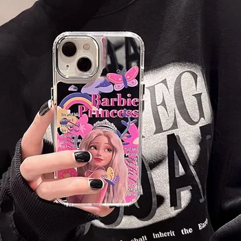 Barbie Printsess Roosa Armas Tüdrukute Anime Telefon Case For iPhone 15 14 13 12 11 Pro Max Xr, Xs 7 8 14 Pluss Juhul Cute cartoon Kate