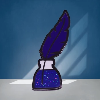 Glitter Sinine tint Pudel Emailiga Pin Sulg Pliiatsid Sabasulg Pen Sõle Kirjanduse armastaja kirjanik kingitused