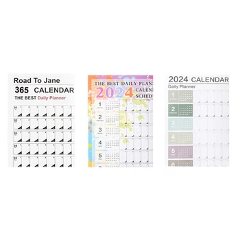 3TK Kalender 2024 365 Päeva Plakat, Kalender Kokkupandav Kooli Home Office 29.2X20.7Inch