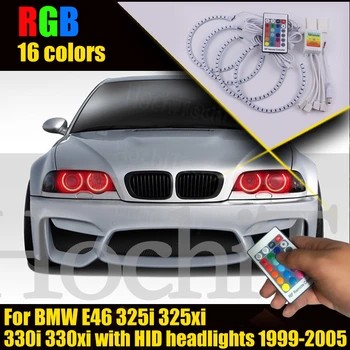 Multi-Värvi muuta LED SMD RGB Esitulede Halo Ring Komplekt BMW E46 325i 325xi 330i 330xi koos HID Esituled 1999-2005