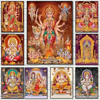 Elevant Jumal India Religiooni Hindu Kuld Ganesha Tempel Maalimislõuend Hinduism Plakati Print Kunst Seinamaaling Elutuba Decor Pildid