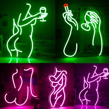 Wanxing Suitsetamine Ja Joomine Neon Märke, Toa Seina Decor LED-Toaline Kerge Neoon Seksikas Baar Partei Pub BAR Hotel Teenetemärgi