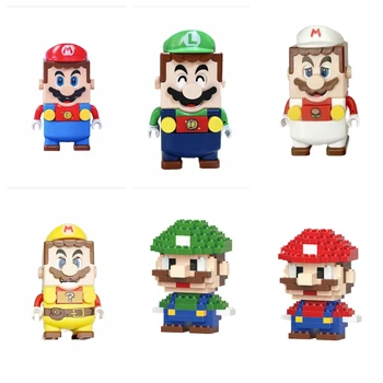 6 valikud Super Mario Bros Plokid Luigi Buliding Plokid Tegevuse Mänguasja Arvandmed Assamblee Mänguasjad märgi kasti Nukud Laste Sünnipäeva Kingitused