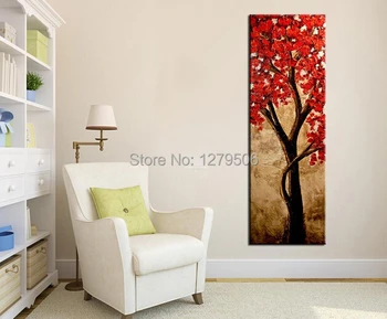 Raamita Punane Puu, Seina Pilt Puhas Käsitsi maalitud õlimaal Home Decor Võtmiseks Riputada Pilt Nuga Maalid