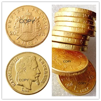 Prantsusmaa 20 Frank 1869B Napoleon III kullatud Koopia Mündi