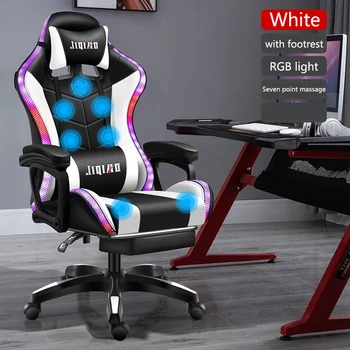 Kõrge kvaliteediga mängude tool RGB valgus kontori tool gamer arvuti Ergonoomiline tool pöördtool Massaaž Recliner Uus mängija toolid
