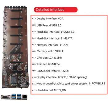 Täiesti Uus Pardal B85 BTC HM77 Kiibistik, VGA 8-GPU Emaplaadid jaoks Kaevandaja Lauaarvuti Emaplaadi P9JB