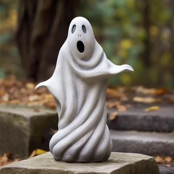 Halloween Aias Skulptuur Valge Vaim Väljas Kuju Armas Kummitus Aia Kaunistamiseks Vaik, Käsitöö, Vastupidav, Lihtne Kasutada