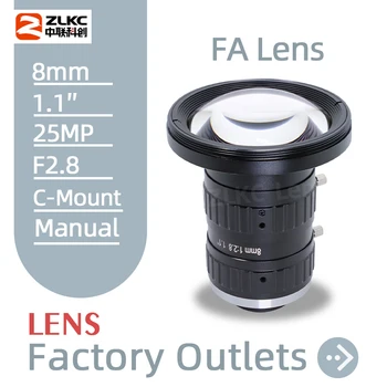 ZLKC FA Objektiiv 8 mm Makro Fikseeritud Fookus 25MP 1.1 Tolline F2.8 Käsitsi Ava Masinnägemine C Paigaldage Objektiiv Kaamera Tööstus
