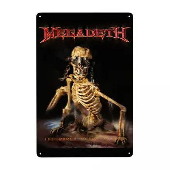 Megadeths Rock-Bänd Märke Kohandatud Retro Tengkorak Nyenrix Metallist Laigud Office Poe Pubid Klubi Mees Cave Bar Seina Art Decor