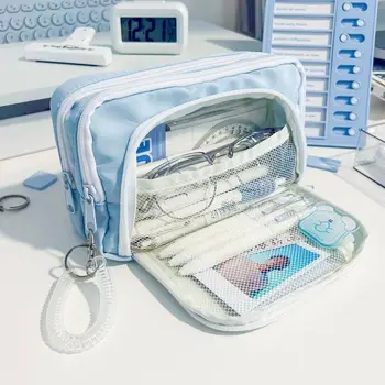 Võimsus Veekindel Double Layer Meik Kosmeetika Kott Studen Kirjatarvete Kott Pen Case Pliiats Kott Desktop Ladustamise Kott