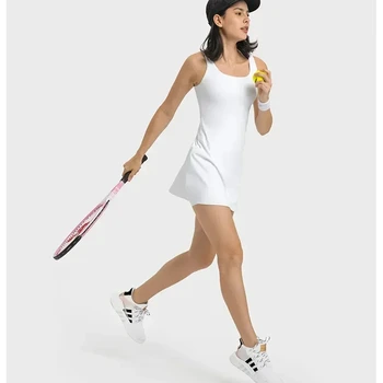 LuluLogo Naiste Jooga Seelik Tennis Jõusaal Fitness Plisseeritud Golf Rõivad Naiste Väljas Vaba Aja Veetmise Sport Elastne Koos Rinnus Pad Seelik