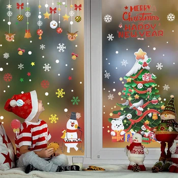 Jõulud Akna Kleebised Merry Christmas Decoration Santa Põder Seina Kleebis võtta Xmas Uue Aasta Kodus DIY Ukse Akna Ekraani Decor